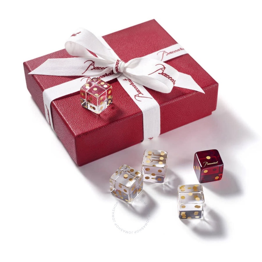 Baccarat Crystal Dice Set with Red Box